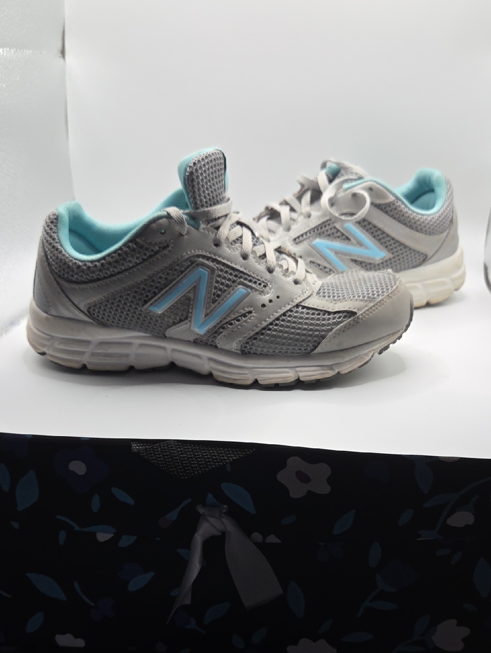 New Balance Gray with Light Blue Accent Running Shoes Women Size 8